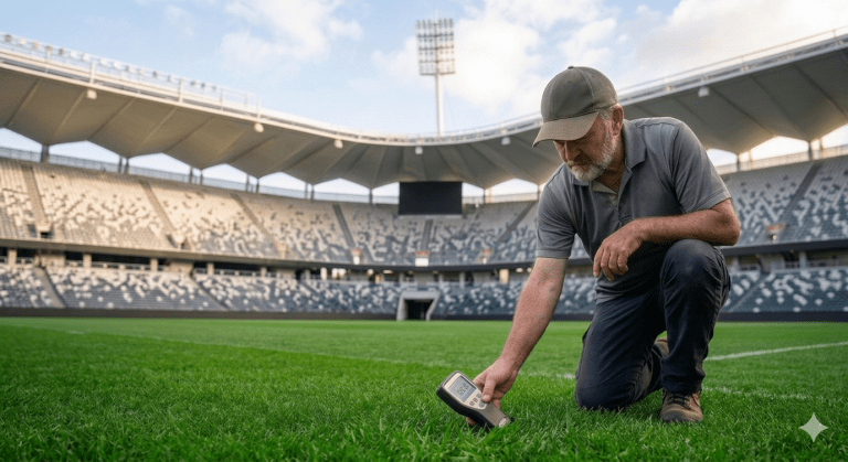Rasenmessungen im Stadion