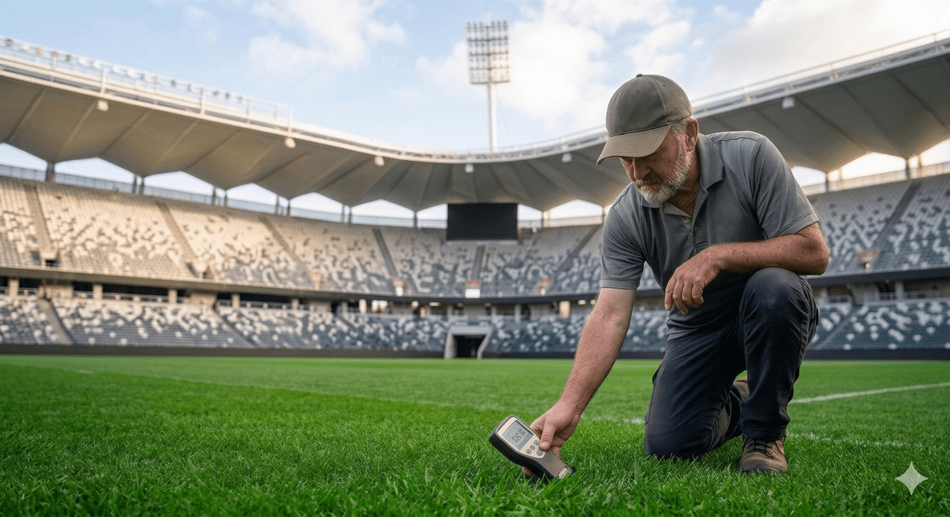 Rasenmessungen im Stadion